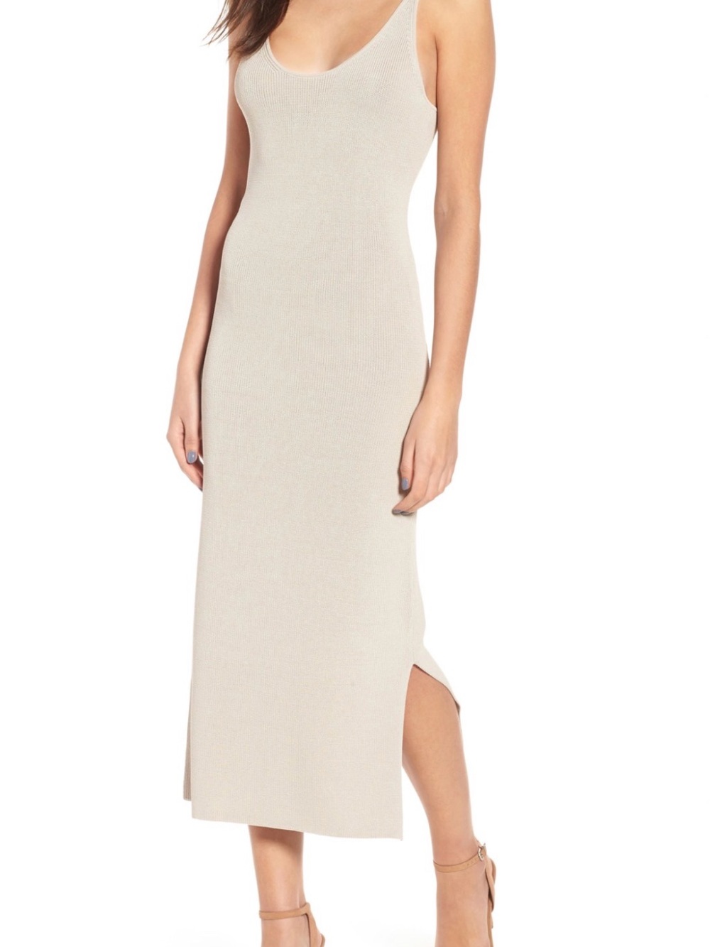 Leith Beige Strapless Slip Dress